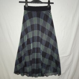 Mango (MNG Suit) Ladies Bkue And Green Plaid Long Lined Skirt Size XXS